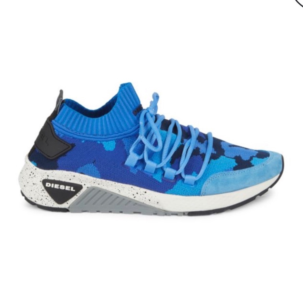 Diesel - SKB-KB Blue Camo Knit Sock Sneakers (Men - Size 11)